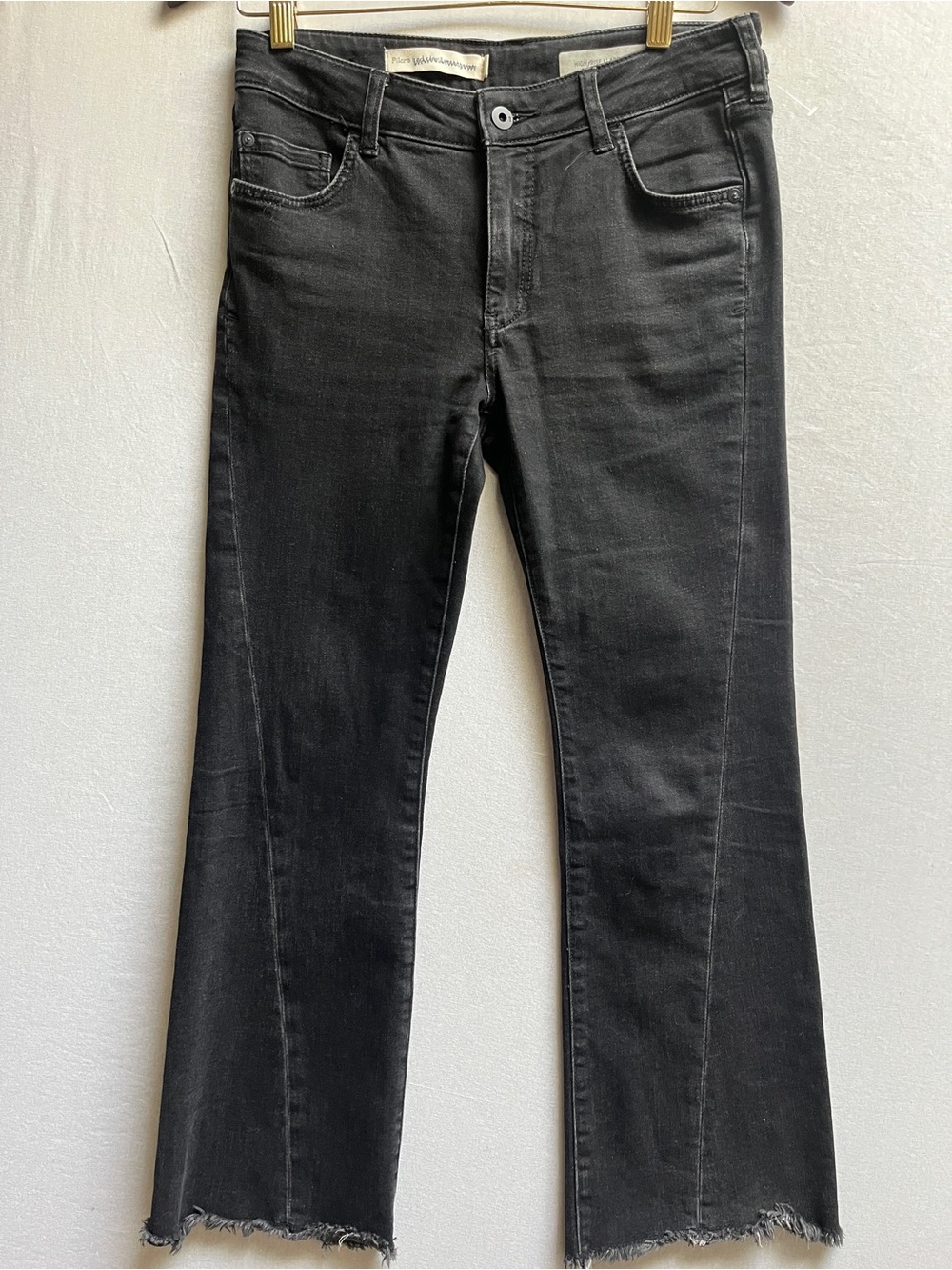 Anthropologie Pilcro Black High-Rise Flare Raw Hem Jeans Size 26